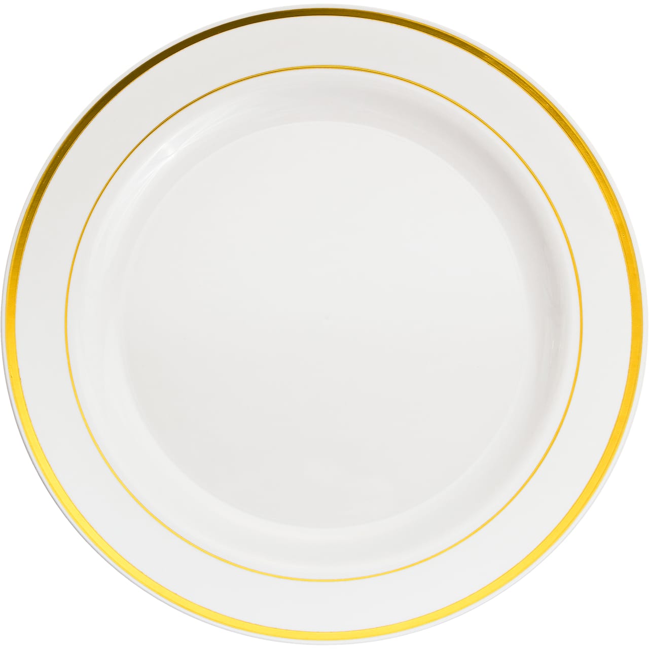 12 Packs: 10 ct. (120 total) 10.3" Round Banquet Plates with Gold Trim by Celebrate It™